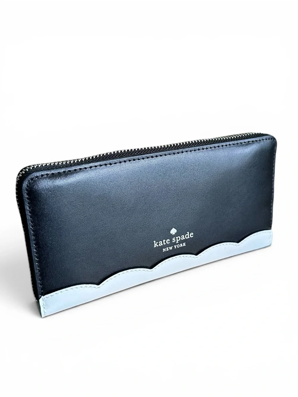 Kate Spade Penguin Novelty Continental Wallet NWT Zip Around Floral Black White